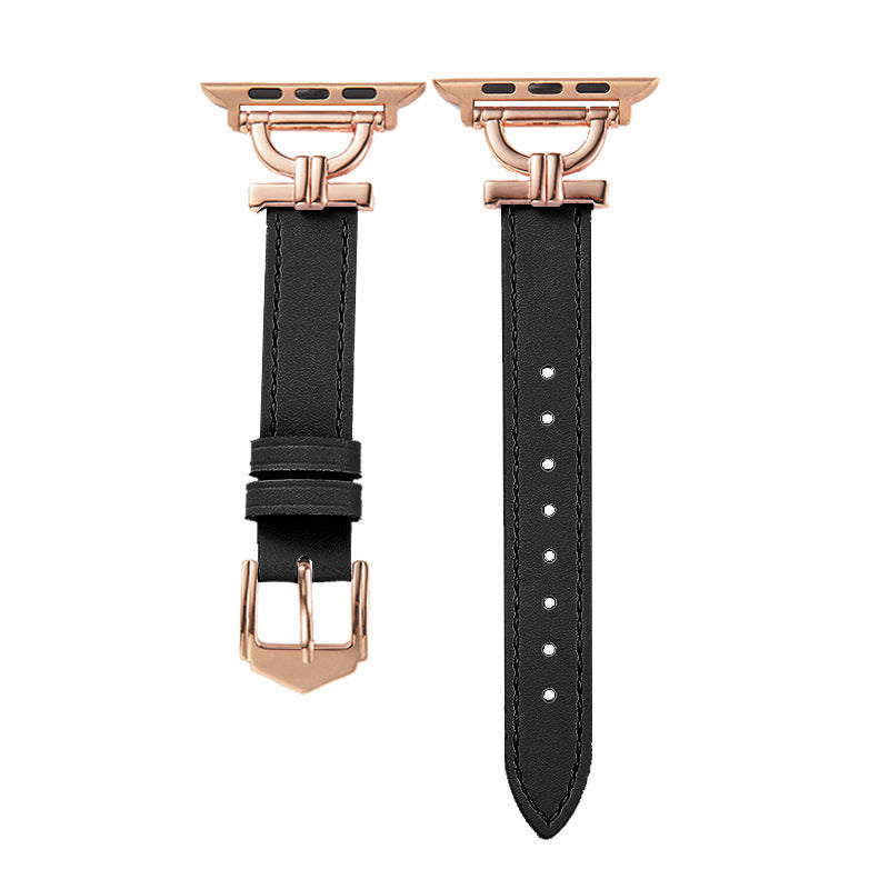 Premium Leather & Metal Watch Band for Apple Watch - Luxury D-Link Design