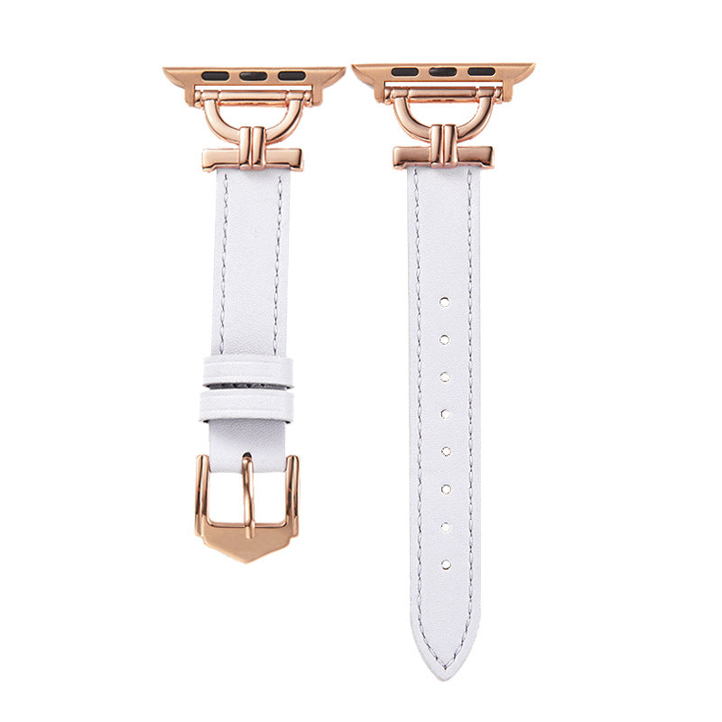 Premium Leather & Metal Watch Band for Apple Watch - Luxury D-Link Design