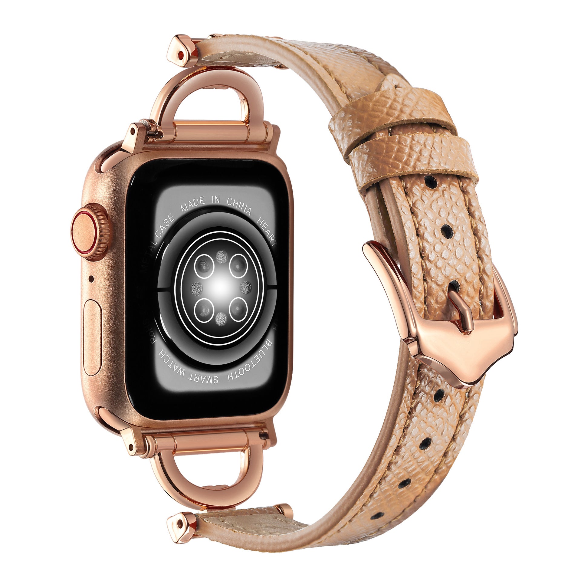 Premium Leather & Metal Watch Band for Apple Watch - Luxury D-Link Design