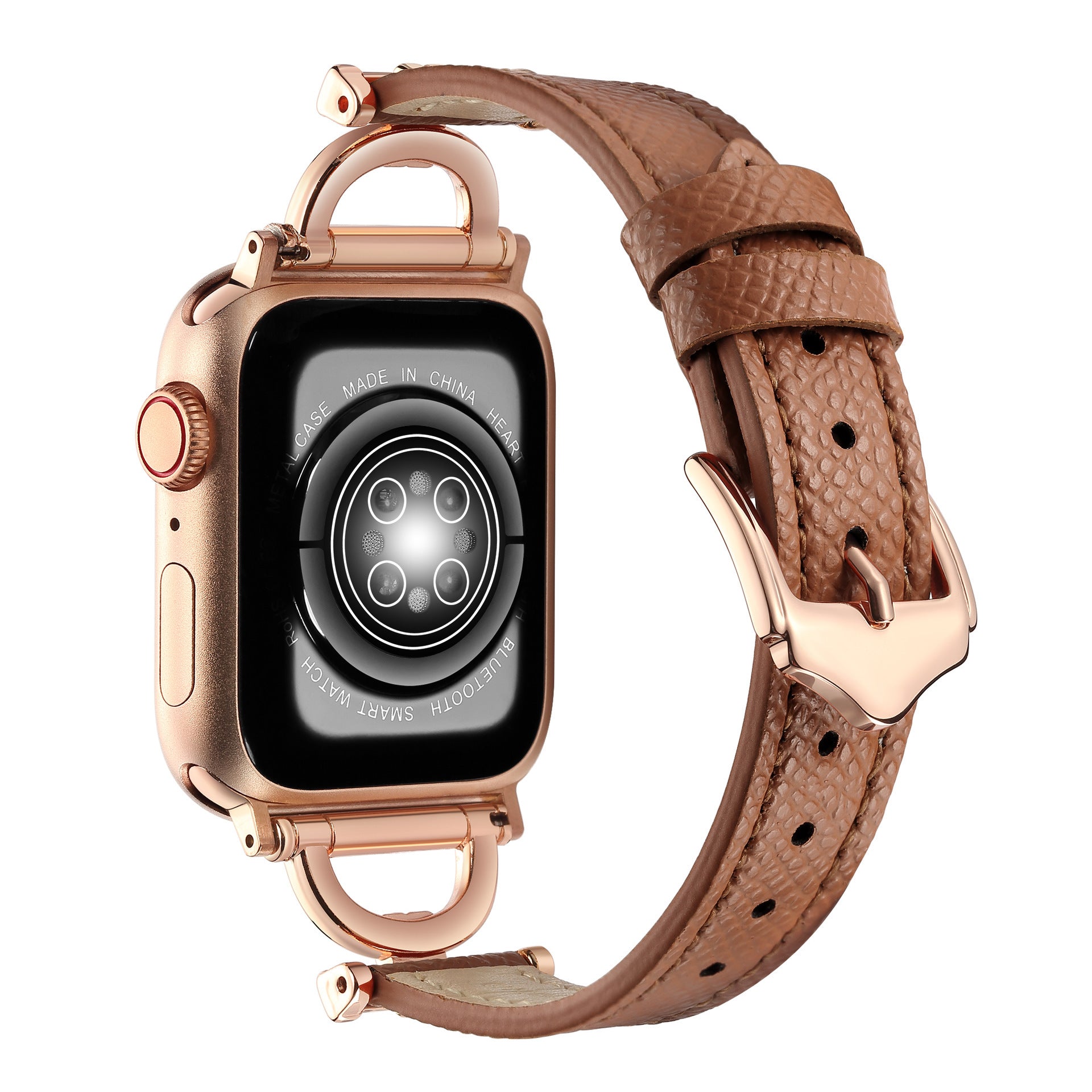 Premium Leather & Metal Watch Band for Apple Watch - Luxury D-Link Design