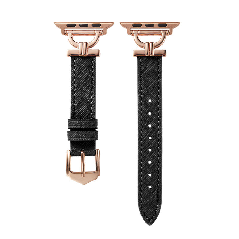 Premium Leather & Metal Watch Band for Apple Watch - Luxury D-Link Design