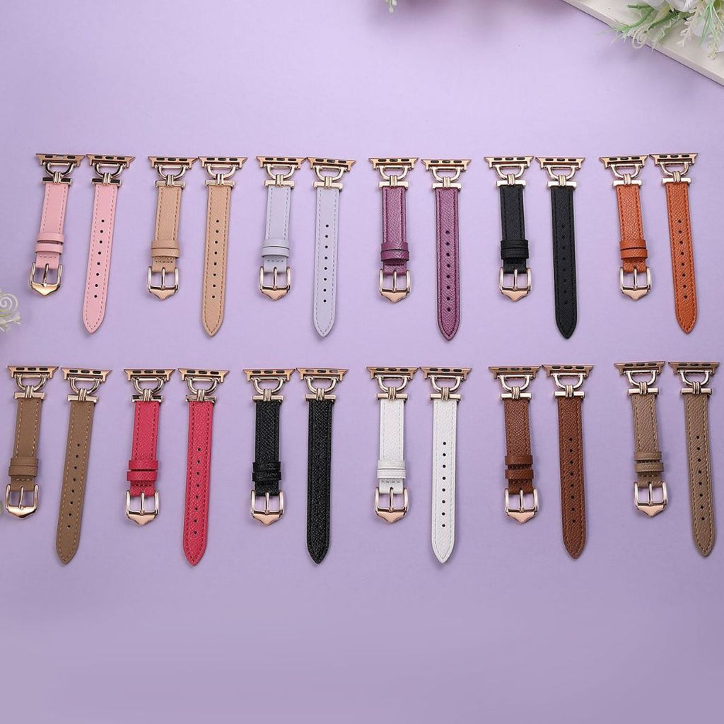 Premium Leather & Metal Watch Band for Apple Watch - Luxury D-Link Design