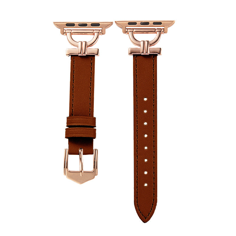 Premium Leather & Metal Watch Band for Apple Watch - Luxury D-Link Design
